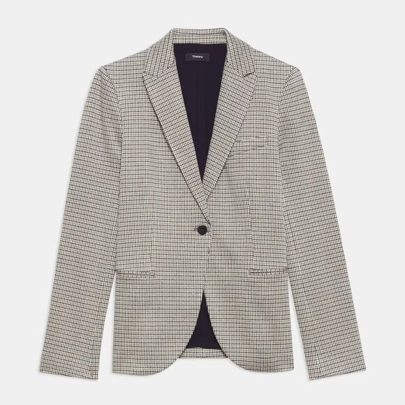 Theory Staple Blazer in Houndstooth Eco Knit Sz 8 - Picture 1 of 7